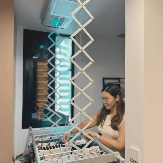 Customer using drying rack